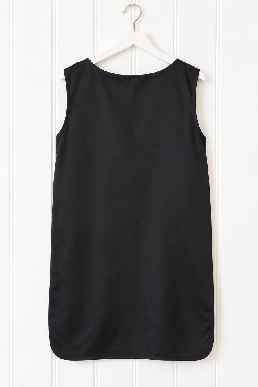 COS Black Sleeveless Shift Dress Womens 40 M Minimalist Satin Feel LBD